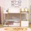 Lit superposé simple en bois avec bureau, rangement et station de charge USB