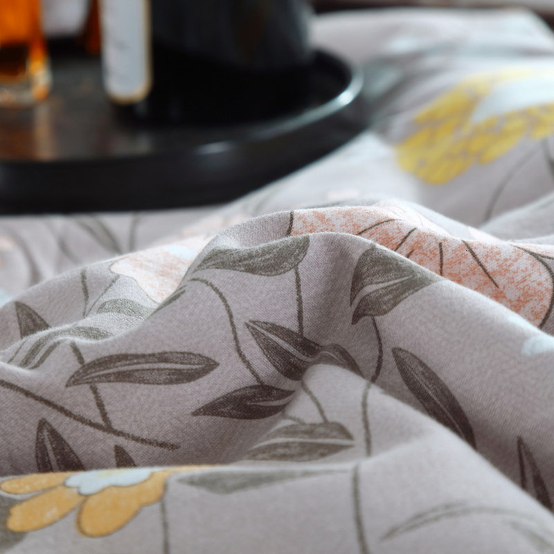 Shubozeman Cotton Blend Floral Comforter, King Comforter + 2 King Shams, Pink/Yellow/Gray