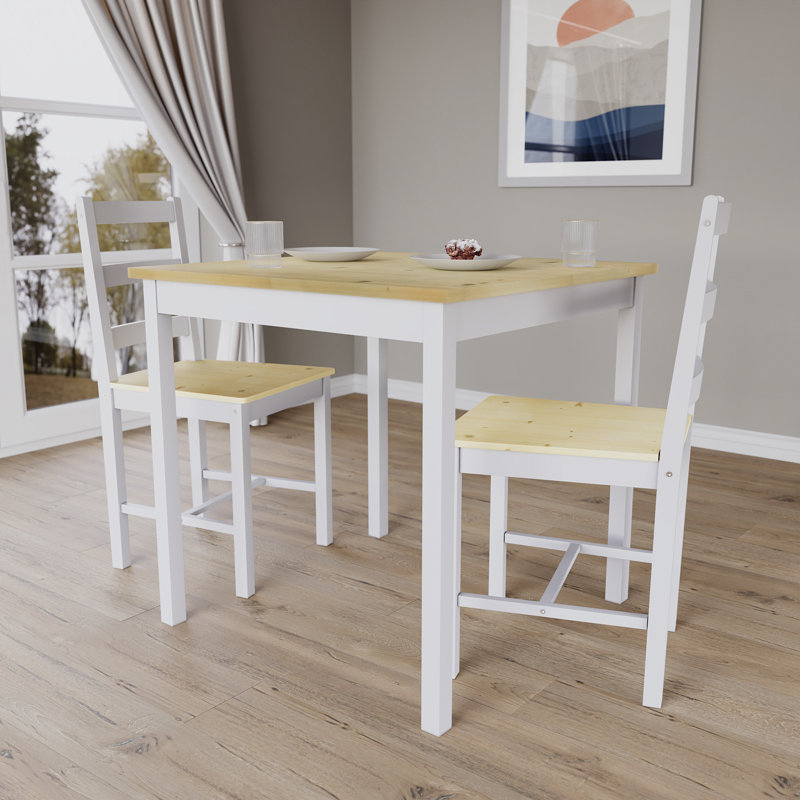Maymie 2 -Person Pine Solid Wood Dining Set, Pine