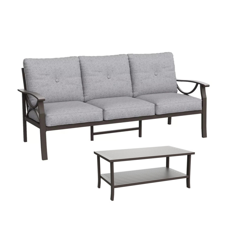 2 Piece Outdoor Patio Set, Brown, Gris