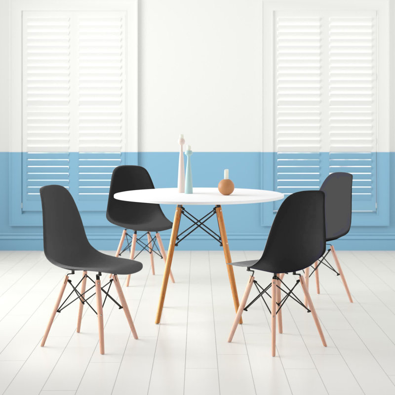 Lapham 4 - Person Four Leg Dining Set, 28.37" H x 39.4" W x 39.4" D, 4, Black