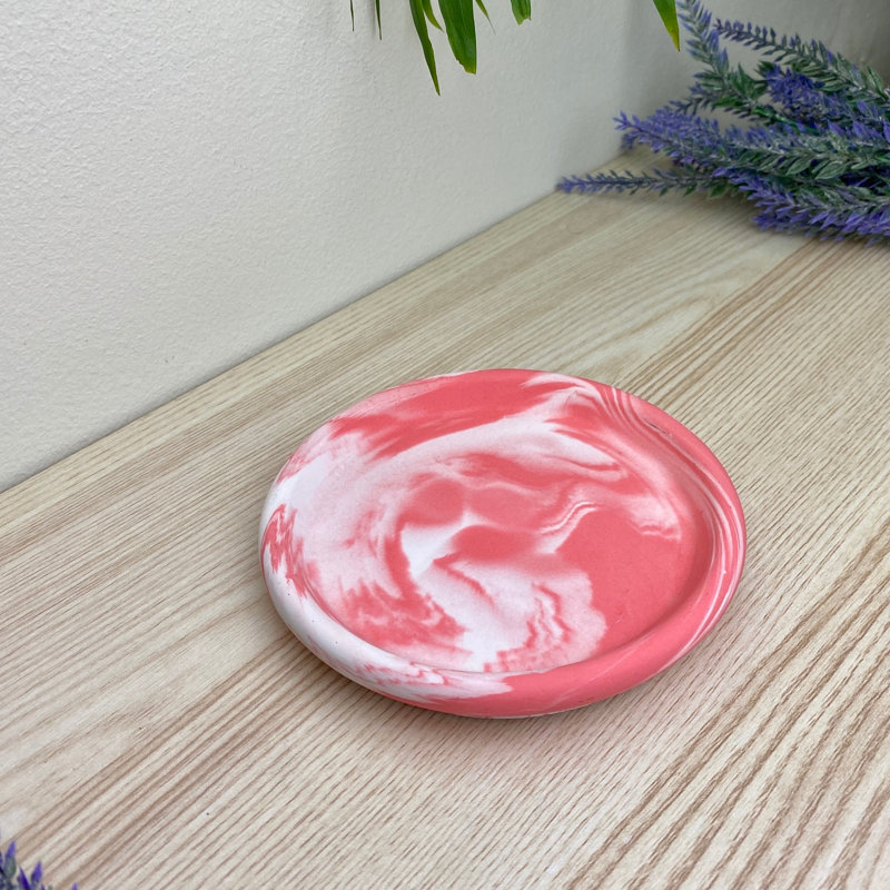 Round Trinket Tray Dish, Pink