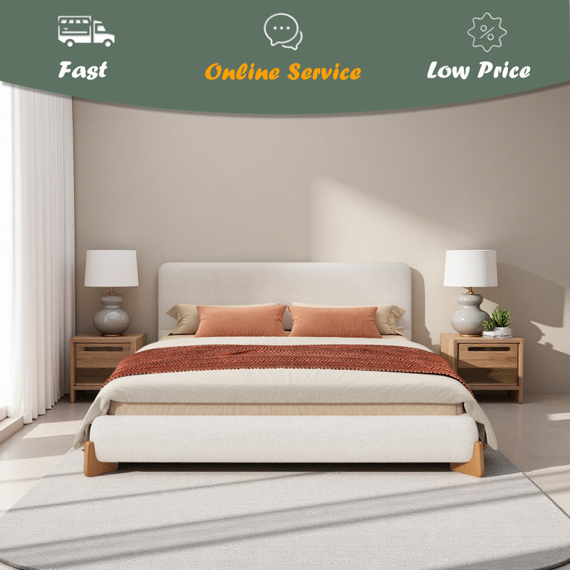 Élégant lit rembourré Boucle, une pièce maîtresse de chambre luxueuse et confortable, Très grand lit
