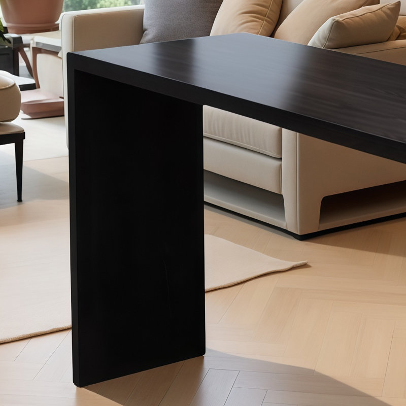 Table de bar haut de gamme en bois massif noir, H 41,3 po x l 70,8 po x P 15,7 po