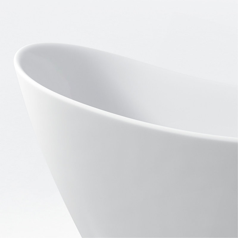 Baignoire autoportante en acrylique 59 po, blanc brillant, avec trop-plein chromé et bonde escamotable, certifiée CUPC
