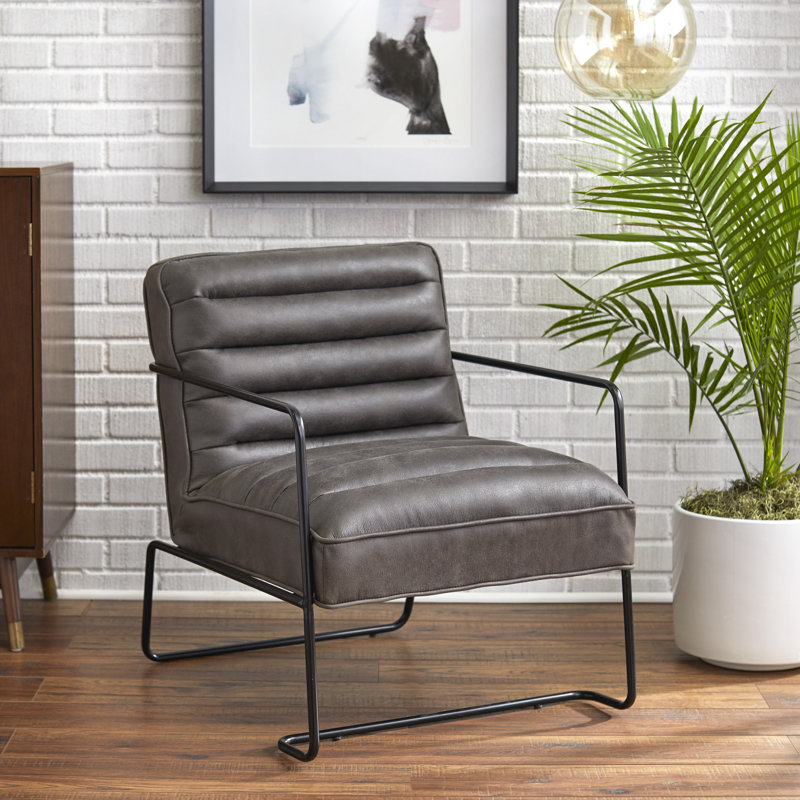 Faux Leather Armchair, Gray Faux Leather