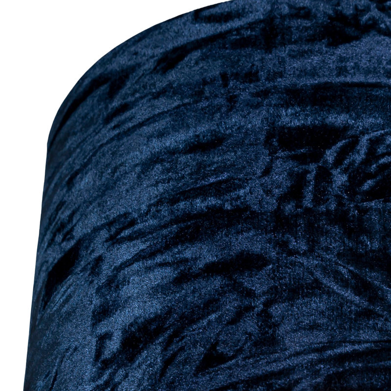 Modern Crushed Velvet Lamp Shade with Shiny Paper Inner, 18cm H x 25cm W x 25cm D, Midnight Blue