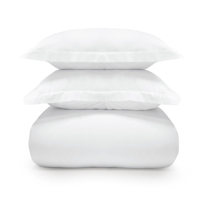 Luxurious White Cotton Sateen Queen Duvet Cover Set