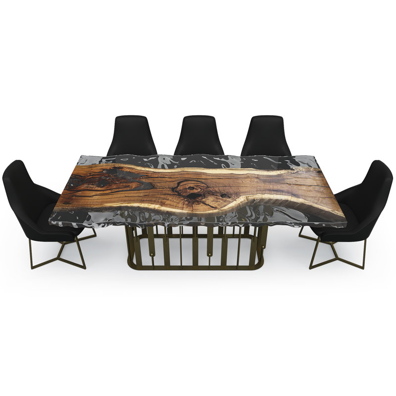 Walnut Metal Base Dining Table, H76 x L244 x W134cm