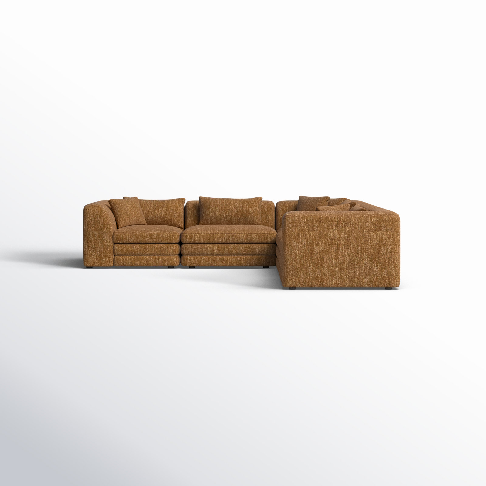 Donia Modular Upholstered Reversible Sectional, Amber Glow Mustard Tweed