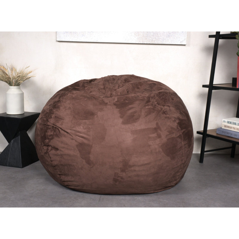 Grand fauteuil à billes Chill Sack confortable avec housse amovible de 5 pieds, Microfibre / microsuède brun