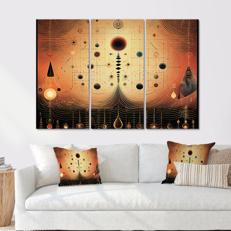 Costan - Ensemble d'art mural paysage abstrait, Toile tendue, H 32 po x l 48 po x P 1 po