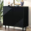 Armoire minimaliste pour la maison, tablettes réglables, conception spacieuse, armoire d'appoint contemporaine à porte géométrique, étagères, intérieur-1051702654-1051702653