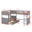 Lit superposé simple avec lit mezzanine attaché et deux tiroirs-172629345