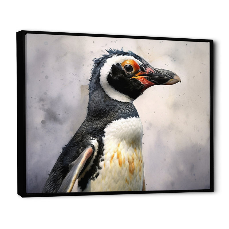 «Graceful Penguins I», reproduction sur toile, 12" H x 20" W, Cadre flottant noir