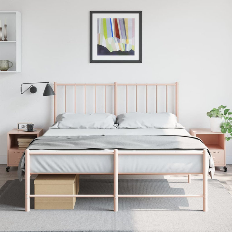 Quinette 36cm W Steel Bedside Table, Pink
