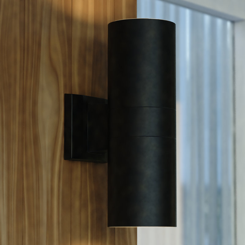Chiasso 13 in. H 1-Light Textured Black Contemporary Outdoor Wall Sconce made of Rust-Resistant Aluminum, Metal Shade, Integrated LED, Use for Exterior Porch Patio Front Door or Garage