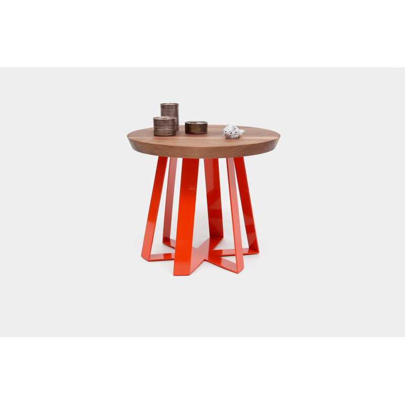 ARS Solid Wood Top End Table, Walnut, Orange