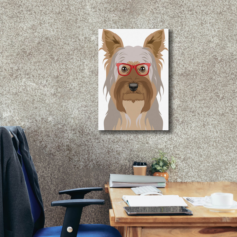 Yorkshire Terrier portant des lunettes de hipster 2 po par Furbaby Affiliates, art mural sur toile
