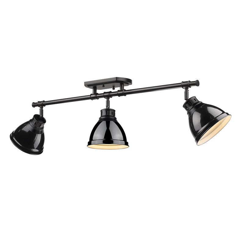 Ensemble d'éclairage sur rail de 35,375 po à 3 lumières Drakeford, Noir mat, Noir