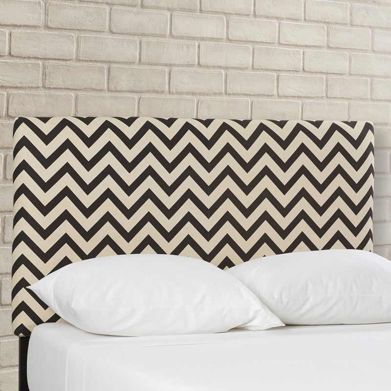 Cespedes Upholstered Headboard, Queen, Black / White