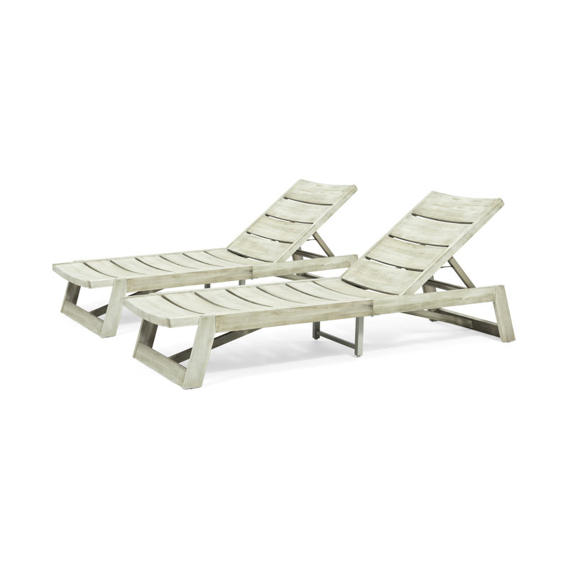 Adjustable Chaise Lounge Of 2 In Grey Crafted From Wood And Metal Enhancements 2 With Ergonomic Design, Gray