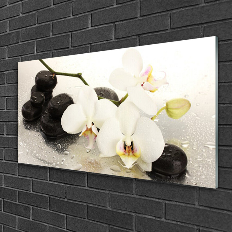 Art Flower Stones - No Frame Print on Glass