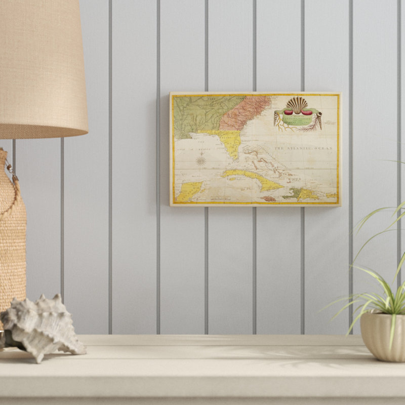 Map of Carolina, Florida & the Bahama Islands by Mark Catesby - Painting Print, 20cm H x 30cm W, Wrapped Canvas