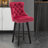 Modern  Swivel Bar Stools Velvet Barstools Button Tufted Bar Stools Rivet Trim Bar Stools for Kitchen Island,Bistro, with Metal Pull Ring Sturdy Footrest Large Backrest for Home Bar-740668990-759074632