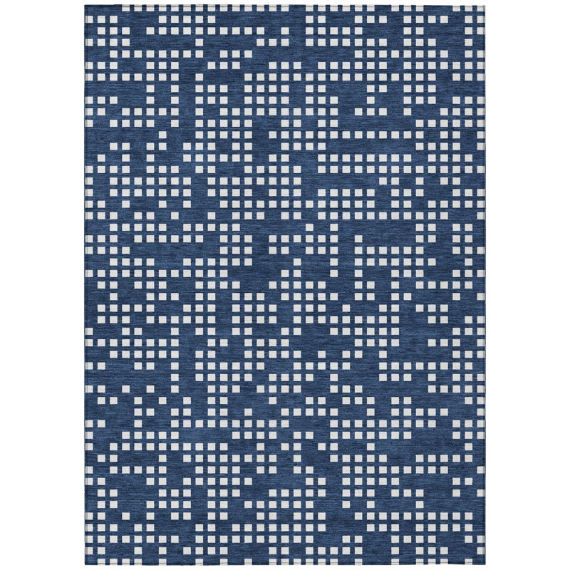 Machine Washable Indoor/Outdoor Chantille ACN2831 Kids Rug, 3' x 5', Navy