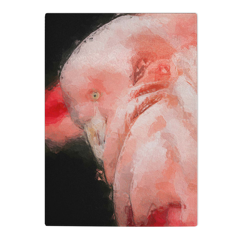 Tempered Glass Flamingo Art Chopping Board, 20 cm W x 28.5 cm L