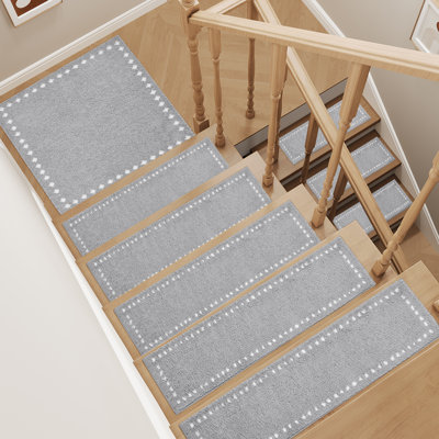 Soft Plush Gray Non-Slip Stair Treads