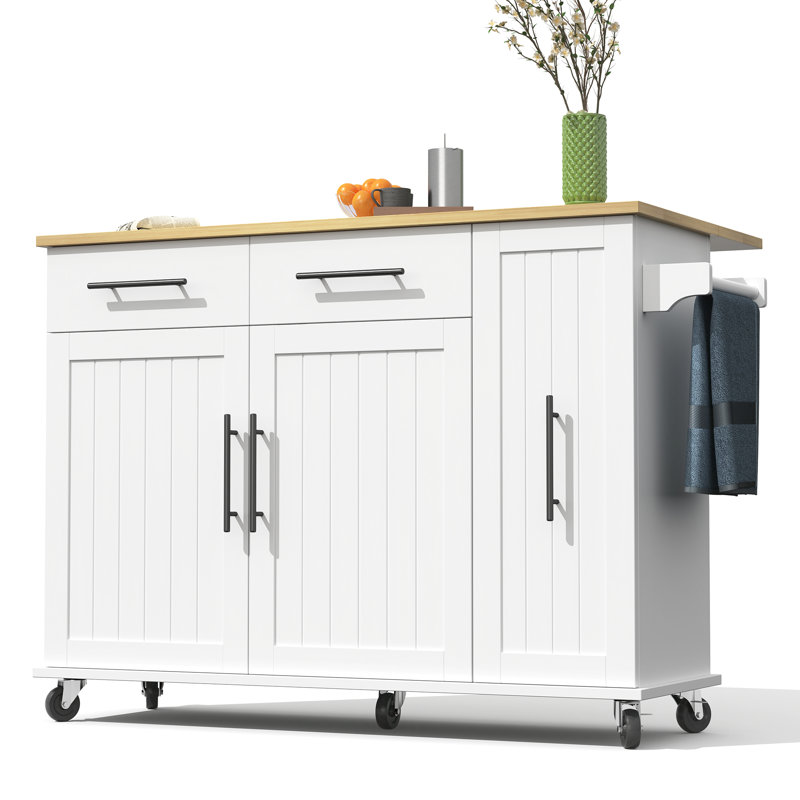 120 cm W Kitchen Island with Top, White