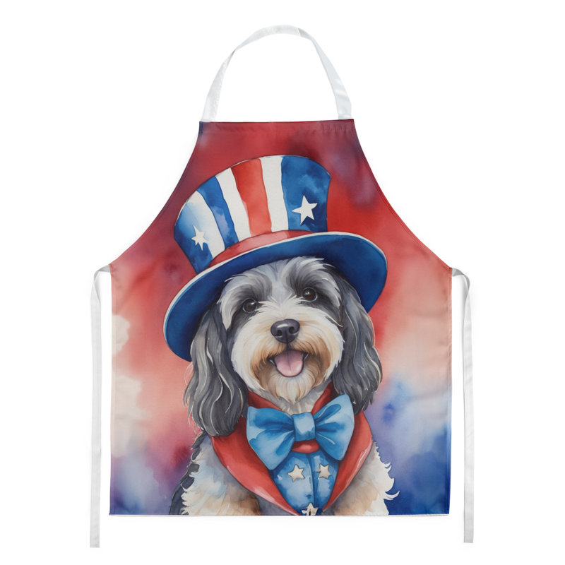 Patriotic American Apron, Gray/White Tibetan Terrier