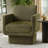 Green Upholstered Swivel Barrel Accent Chair-1204468813