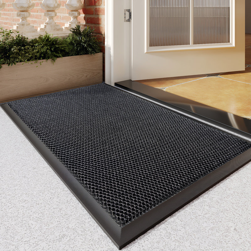 Front Door Mat 24"x35" for Outside Entrance, Heavy Duty Rubber Backing Non-Slip Muddy Mat, All-Weather Dirt & Mud Trapper