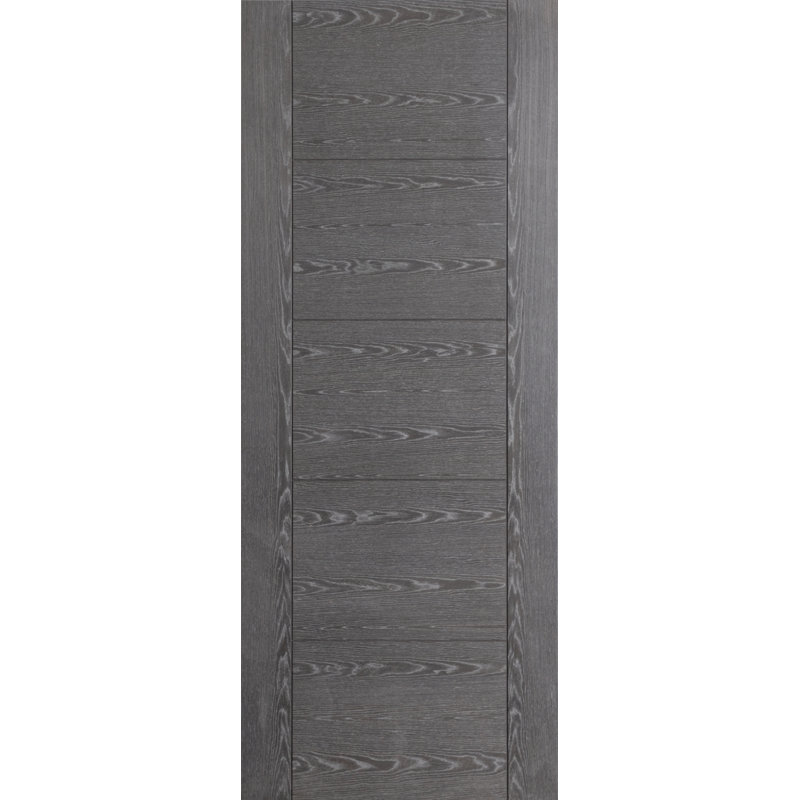 Dalle de porte à 5 panneaux en placage de bois de chêne gris, 32 po x 80 po