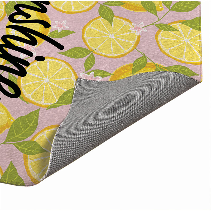 Lemons Hello Sunshine Indoor Doormat, 60" W x 84" L, Pink