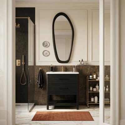Meuble-lavabo en bois massif et en pierre 30 po Oakwell