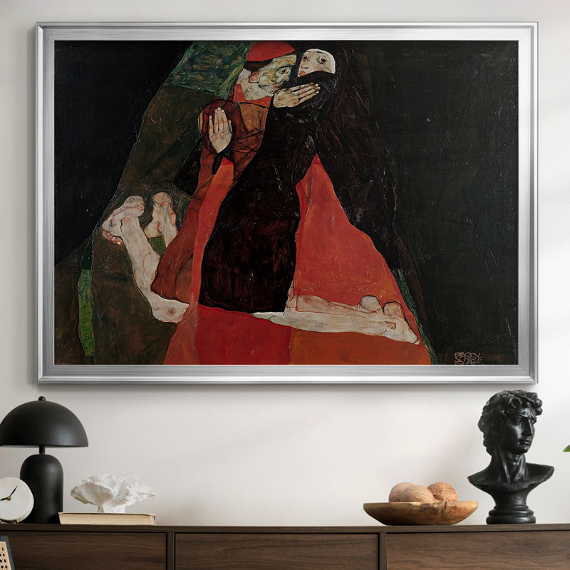Cardinal et nonne (caresse) - Egon Schiele - Toile tendue avec cadre 1912, 26,5 x 36,5, Toile avec cadre, Argent