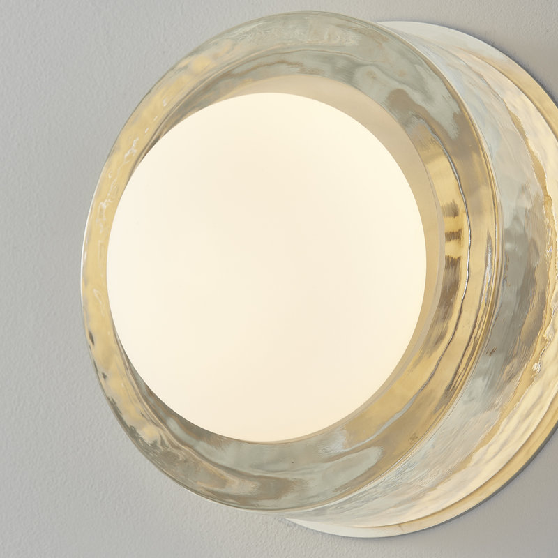 Polished Nickel Opal Glass Round Wall Sconce