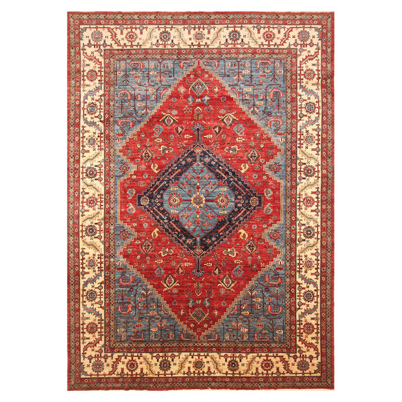 Aryana Oriental Hand Knotted Wool Blue/Beige Area Rug