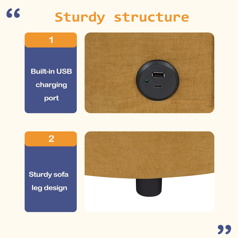 Canapé modulaire en L de 84,6 po Mute Tone, Chenille jaune