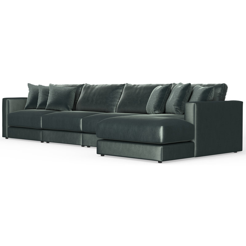 Nyrie 4-piece Modular Sectional, Green Polyester