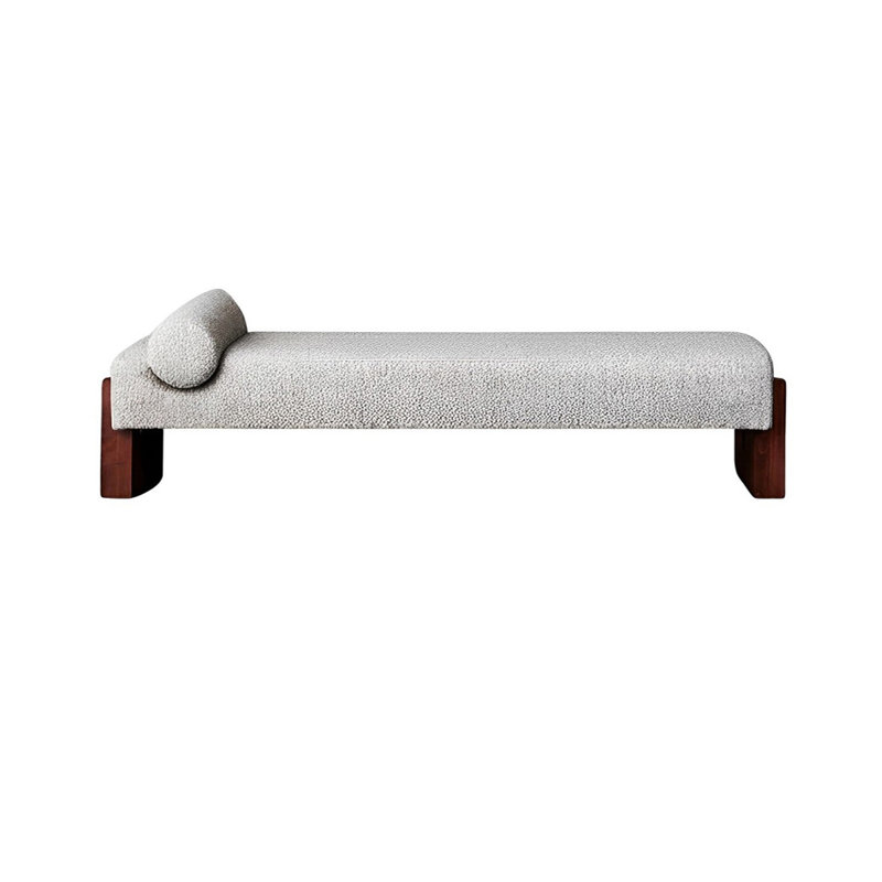 Banc rembourré en mélange de polyester Nilan, Gris, H 17,71 po x l 62,99 po x P 19,68 po