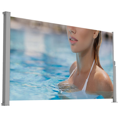 71"X138" Manual Retractable Side Awning, Gray, With Printing, Upf50+, Ideal For Outdoor And Garden Spaces American Design 71" Tall 138" Deep Semi-Transparent, Printed Screens, Pool Balcony Sun