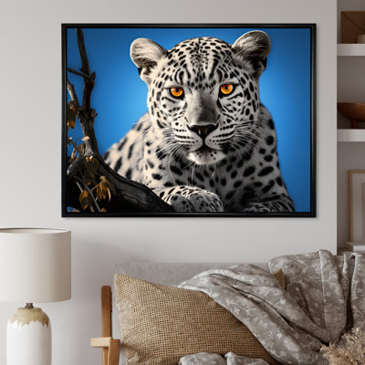 Portrait d'un léopard bleu sur toile