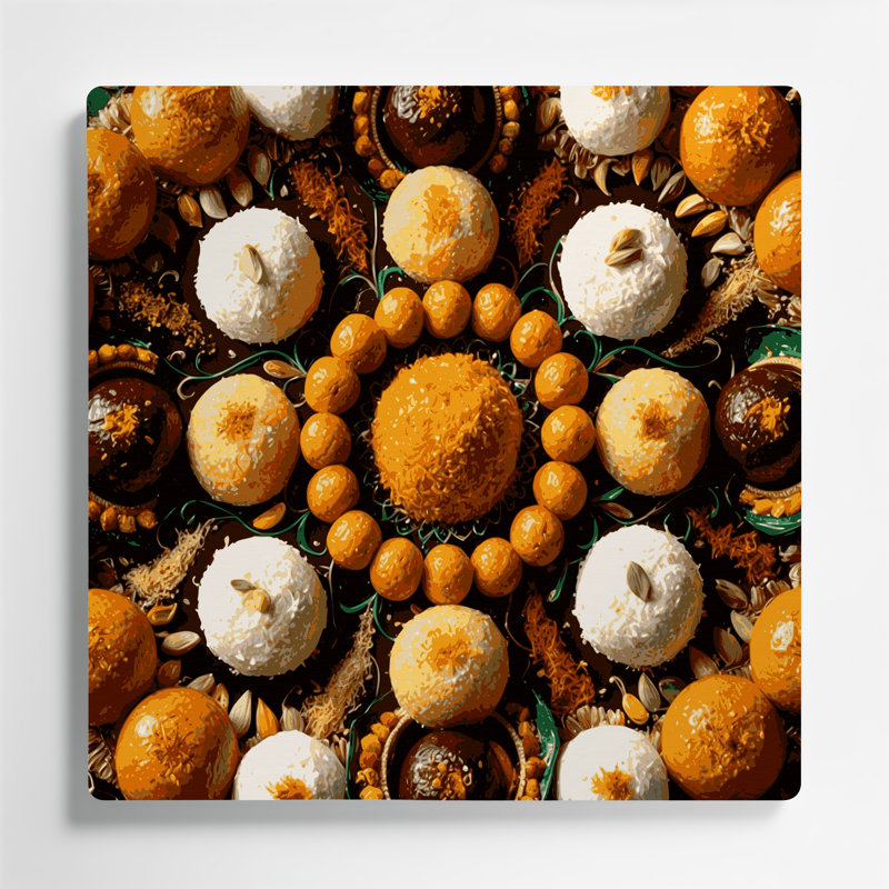 Desserts, art mural brun en métal Ladoo, H 32 po x l 32 po