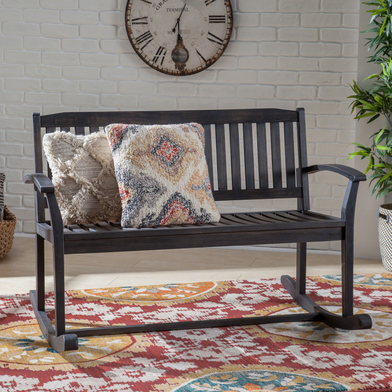 Banc en bois gris foncé - idéal pour les espaces extérieurs comme le patio et la cour arrière, Gris foncé