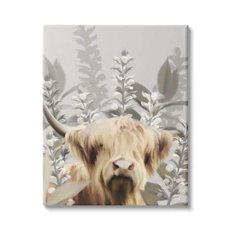 «Longhorn Portrait Shaggy Bovins», H 40 po x l 30 po x P 1,5 po, Plaque de bois